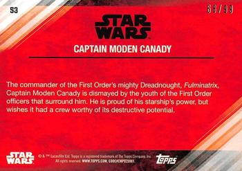2017 Topps Star Wars: The Last Jedi - Silver #53 Captain Moden Canady Back