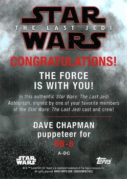 2017 Topps Star Wars: The Last Jedi - Autographs #A-DC Dave Chapman Back