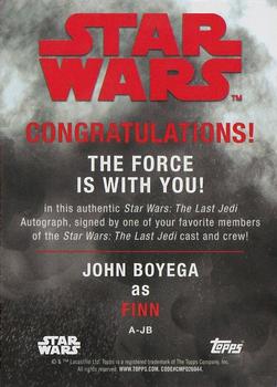2017 Topps Star Wars: The Last Jedi - Autographs #A-JB John Boyega Back