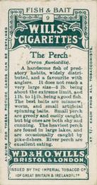 1910 Wills's Cigarettes Fish & Bait #9 Perch Back