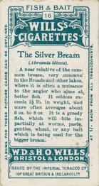 1910 Wills's Cigarettes Fish & Bait #16 Silver Bream Back
