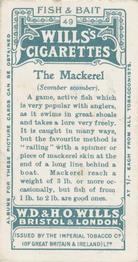 1910 Wills's Cigarettes Fish & Bait #49 Mackerel Back