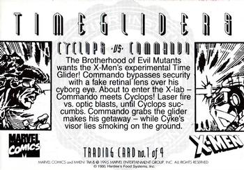1995 Hardees X-Men Timegliders #1 Cyclops / Commando Back