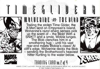 1995 Hardees X-Men Timegliders #2 Wolverine / The Blob Back