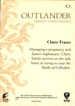 2017 Cryptozoic Outlander Season 2 - Character Bios #C1 Claire Fraser Back
