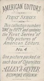 1887 Allen & Ginter American Editors (N1) #4 Lewis Baker Back