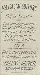 1887 Allen & Ginter American Editors (N1) #7 George Bleistein Back