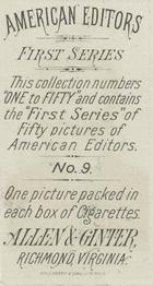 1887 Allen & Ginter American Editors (N1) #9 Sam L. Bowles Back
