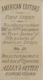 1887 Allen & Ginter American Editors (N1) #21 G.C. Goodwin Back