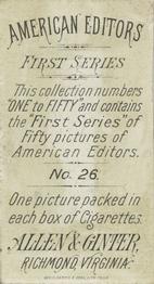 1887 Allen & Ginter American Editors (N1) #26 George R. Jones Back
