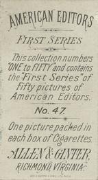 1887 Allen & Ginter American Editors (N1) #47 Melville E. Stone Back