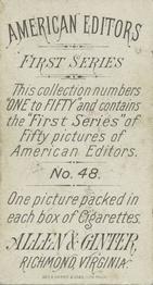 1887 Allen & Ginter American Editors (N1) #48 Charles H. Taylor Back