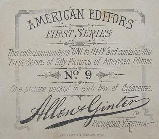 1887 Allen & Ginter American Editors (N35) #9 Sam L. Bowles Back