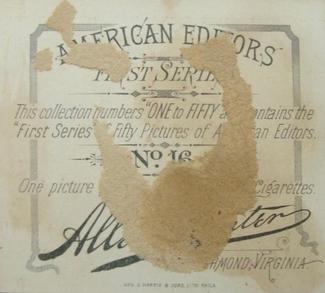 1887 Allen & Ginter American Editors (N35) #16 Charles A. Dana Back