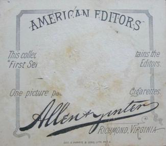 1887 Allen & Ginter American Editors (N35) #36 Frank R. O'Neil Back