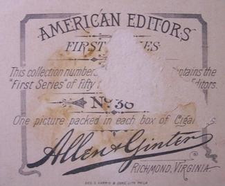 1887 Allen & Ginter American Editors (N35) #38 Joseph Pulitzer Back