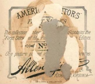 1887 Allen & Ginter American Editors (N35) #41 Whitelaw Reid Back