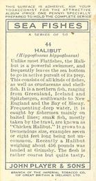 1935 Player's Sea Fishes #44 Halibut Back