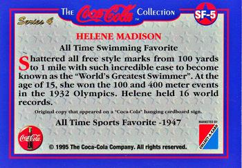1995 Collect-A-Card Coca-Cola Collection Series 4 - All-Time Sports Favorites #SF-5 Helene Madison Back