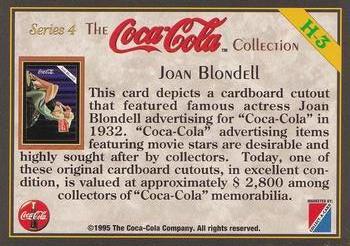1995 Collect-A-Card Coca-Cola Collection Series 4 - Hollywood Celebrities #H-3 Joan Blondell Back