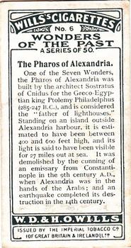1926 Wills's Wonders of the Past #6 The Pharos of Alexandria Back