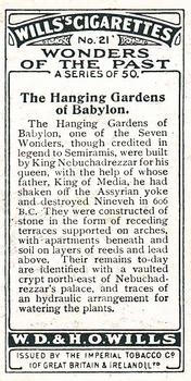 1926 Wills's Wonders of the Past #21 The Hanging Gardens of Babylon Back