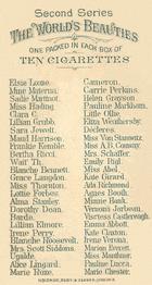 1888 Allen & Ginter World's Beauties (N27) #NNO Emma Abbott Back