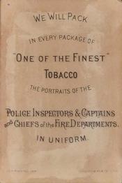 1888 D. Buchner & Co. Police Inspectors & Captains (N288) #NNO Theron Copeland Back