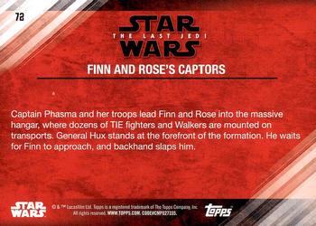 2018 Topps Star Wars The Last Jedi Series 2 #72 Finn and Rose's Captors Back