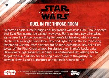 2018 Topps Star Wars The Last Jedi Series 2 #76 Duel in the Throne Room Back