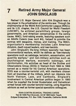 1988 Eclipse Iran-Contra Scandal #7 John Singlaub Back