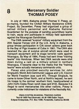 1988 Eclipse Iran-Contra Scandal #8 Thomas Posey Back