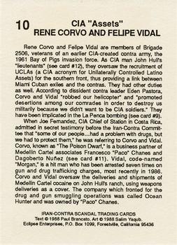 1988 Eclipse Iran-Contra Scandal #10 Rene Corvo and Felipe Vidal Back