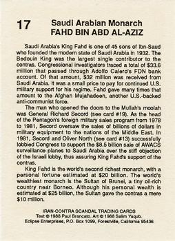 1988 Eclipse Iran-Contra Scandal #17 King Fahd Back