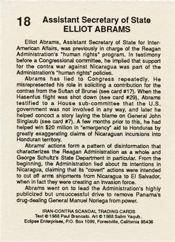1988 Eclipse Iran-Contra Scandal #18 Elliott Abrams Back