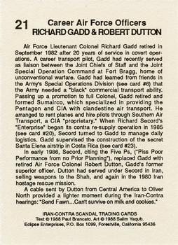 1988 Eclipse Iran-Contra Scandal #21 Richard Gadd & Robert Dutton Back
