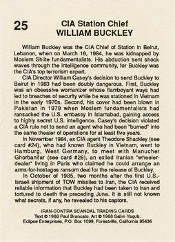1988 Eclipse Iran-Contra Scandal #25 William Buckley Back