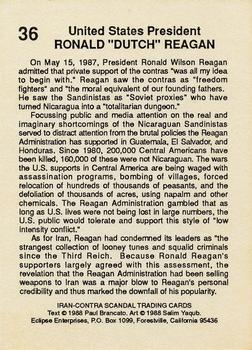 1988 Eclipse Iran-Contra Scandal #36 Ronald Reagan Back