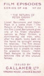 1936 Gallaher Film Episodes #22 The Return Of Peter Grimm Back