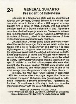 1990 Eclipse Friendly Dictators #24 General Suharto Back