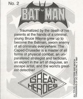 1987 DC Comics Backing Board Cards #2 Batman Back