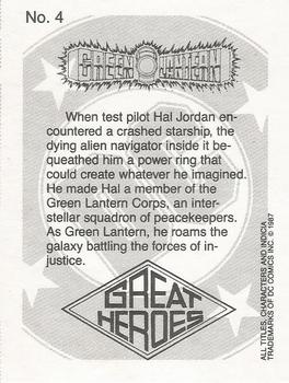 1987 DC Comics Backing Board Cards #4 Green Lantern Back