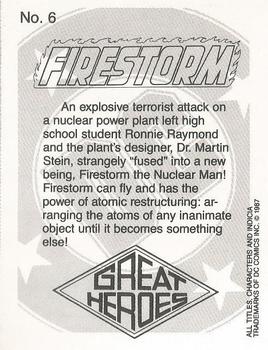 1987 DC Comics Backing Board Cards #6 Firestorm Back