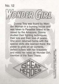1987 DC Comics Backing Board Cards #12 Wonder Girl Back