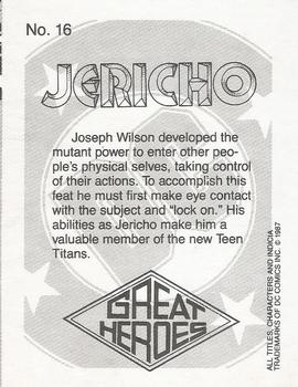 1987 DC Comics Backing Board Cards #16 Jericho Back