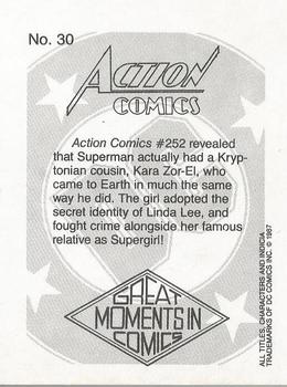 1987 DC Comics Backing Board Cards #30 Action #252 Back