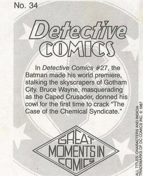 1987 DC Comics Backing Board Cards #34 Detective Comics #27 Back