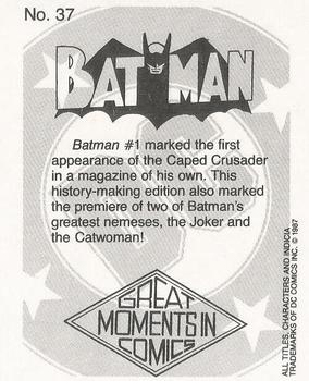1987 DC Comics Backing Board Cards #37 Batman #1 Back
