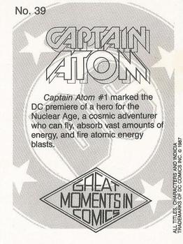 1987 DC Comics Backing Board Cards #39 Captain Atom #1 Back