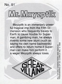 1989 DC Comics Backing Board Cards #51 Mr. Mxyzptlk Back